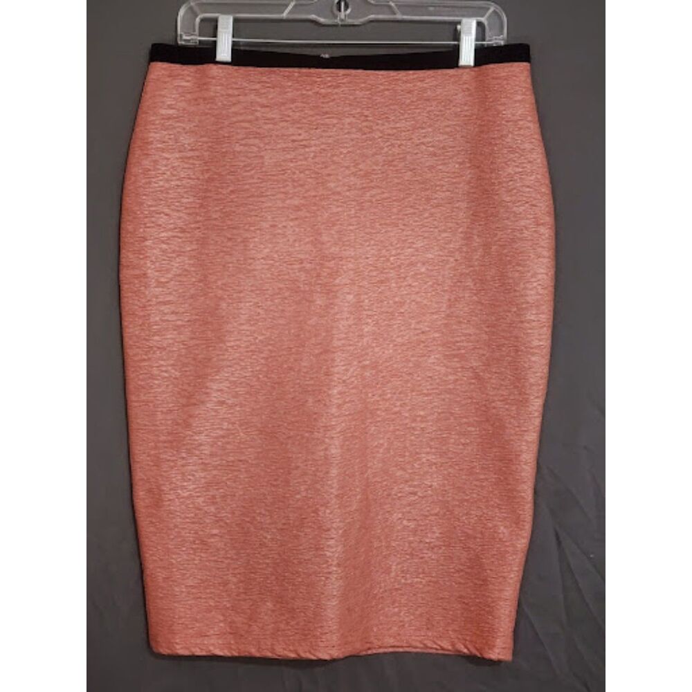 Forever 21 Textured Pencil Skirt Coral Pink Workwear Midi Size L